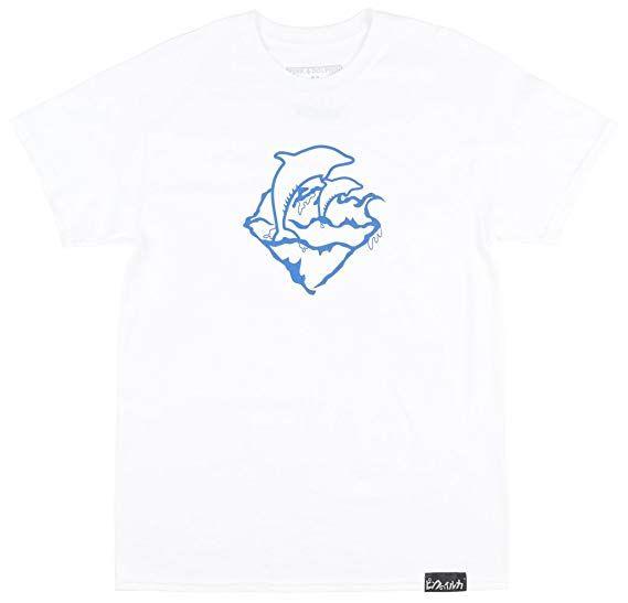 White Pink Dolphin Logo - Pink Dolphin Wave Emblem Mens T Shirt In White Blue