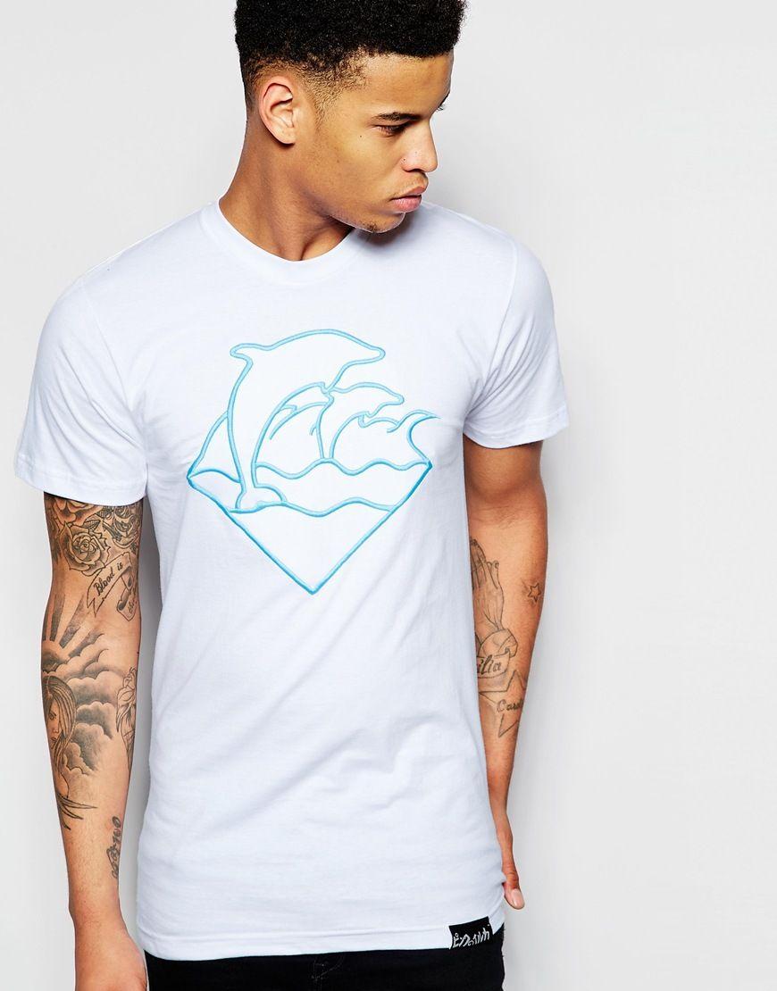 White Pink Dolphin Logo - Lyst Dolphin T Shirt With Embroidered Logo In White
