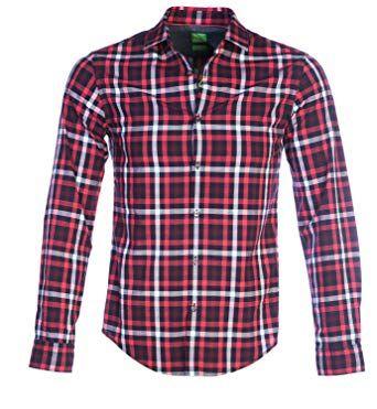 Red and Green C Logo - BOSS Green C-Bersh Shirt in Red Check - Red -: Amazon.co.uk: Clothing