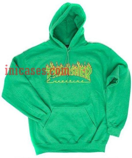 Green Flame Logo - Thrasher Flame Logo Green Hoodie pullover - inicases