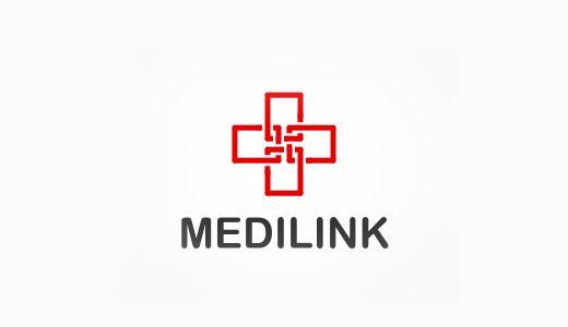 Red and White Geometric Logo - Medilink Logo. Medical logo医药logo. Medical logo, Logo design, Logos