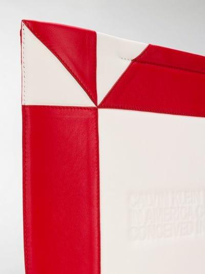 Red and White Geometric Logo - Calvin Klein 205W39nyc white and red logo embossed geometric leather ...