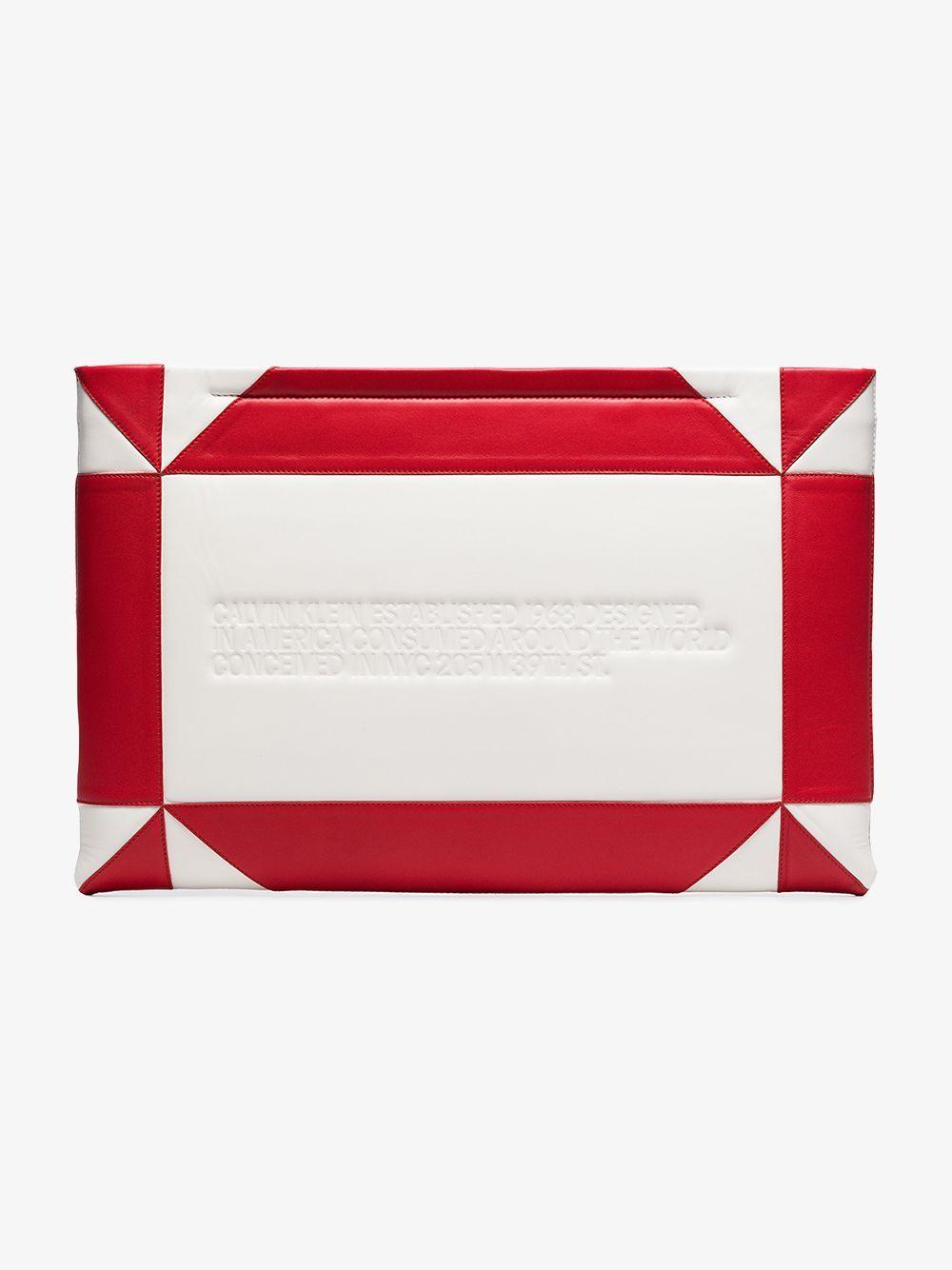 Red and White Geometric Logo - Calvin Klein 205W39nyc white and red logo embossed geometric leather ...