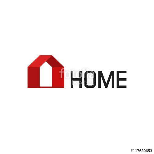 Red and White Geometric Logo - Modern home logo vector isolated on white background, black and red ...