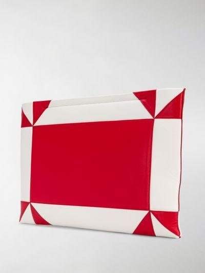 Red and White Geometric Logo - Calvin Klein 205W39nyc white and red logo embossed geometric leather