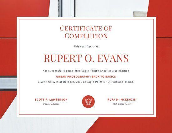 Red and White Geometric Logo - Red and White Geometric Completion Certificate - Templates by Canva