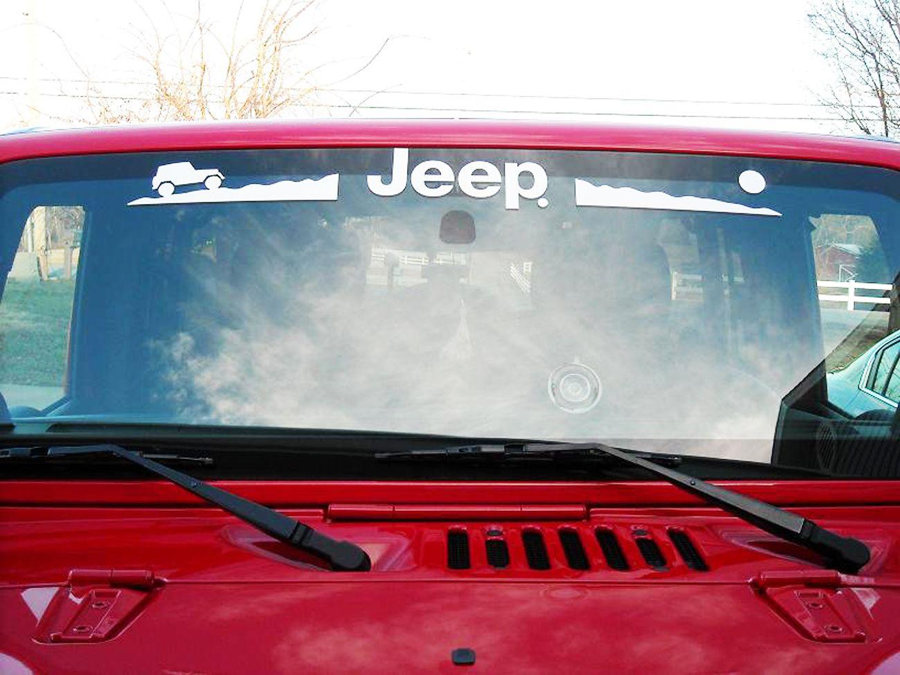 Jeep Wrangler Windshield Logo - Product: Jeep Mountain Rubicon CJ XJ YJ TJ Windshield Decal