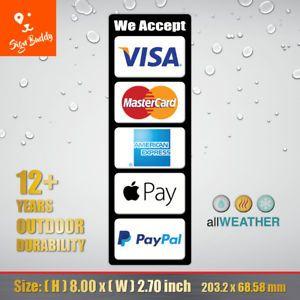 We Accept Credit Cards Logo - Credit Card Logo Visa Master AE PayPal Apple Pay Cashier Door Vinyl ...