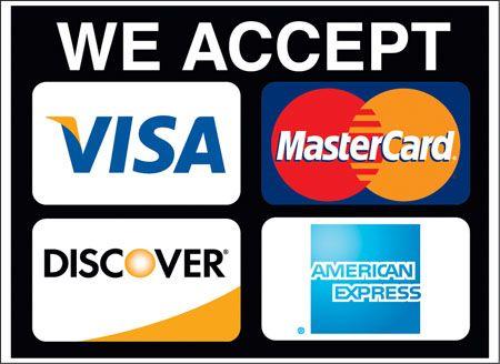 We Accept Credit Cards Logo - Pay Online Friendly Automotive Service & Repair