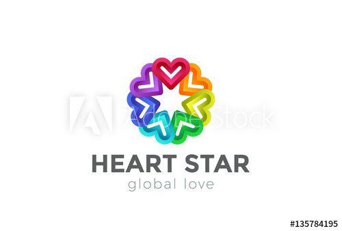 Heart Flower Logo - Heart Star Flower Logo. Valentine day love LGBT Swinger Party - Buy ...