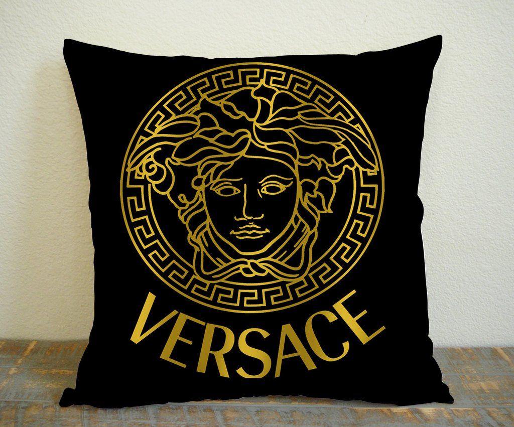 Black and Gold Versace Logo - alexaboard: Black Gold Versace Logo for Square Pillow Case 16x16 Two ...