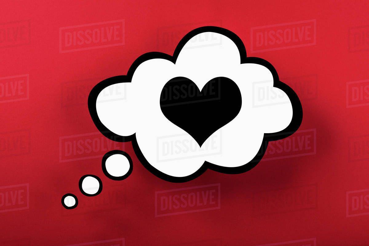 Red Thought Bubble Logo - Heart thought bubble against red background