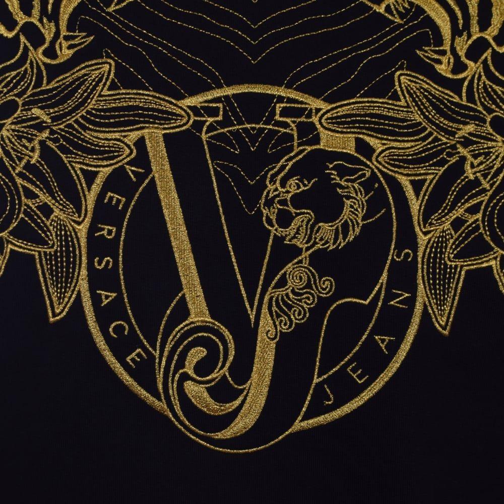 Black and Gold Versace Logo - VERSACE JEANS Versace Jeans Black & Gold Embroidered Logo Sweatshirt ...