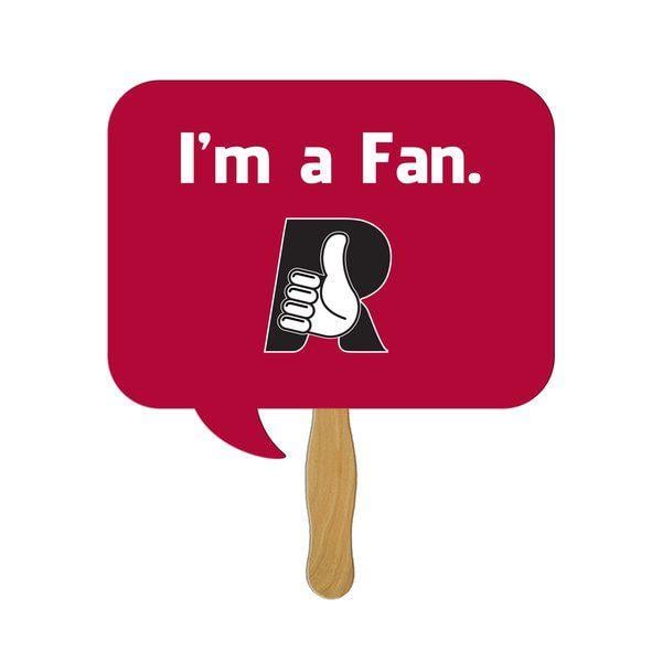 Red Thought Bubble Logo - Square Thought Bubble Hand Fan Color (1 Side) with Custom