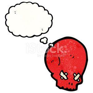 Red Thought Bubble Logo - Cartoon Spooky Red Skull With Thought Bubble premium clipart
