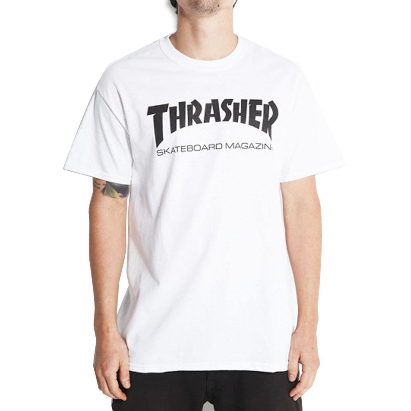 White Thrasher Logo - Thrasher Skate Mag Tee, White