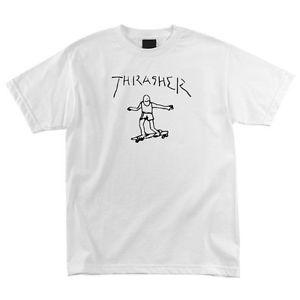White Thrasher Logo - Thrasher Magazine Mark Gonzales GONZ LOGO Skateboard Shirt WHITE XL