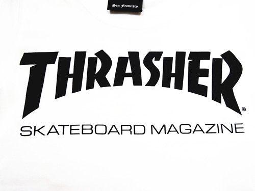 White Thrasher Logo - PetitBoutique APPLE: ☆ flakes FLAKE slasher THRASHER LOGO short ...