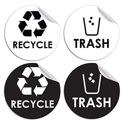 Trash Logo - Recycle Trash Bin Logo Sticker x 4