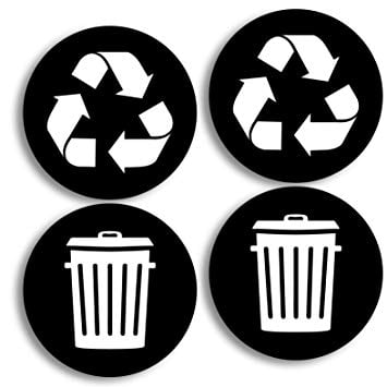 Trash Logo - Recycle and Trash Logo Stickers (4 Pack) 4in x 4in