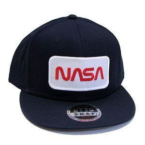 White NASA Logo - NASA LETTER LOGO WHITE Patch Flat Bill Snapback Navy Cap Hat | eBay