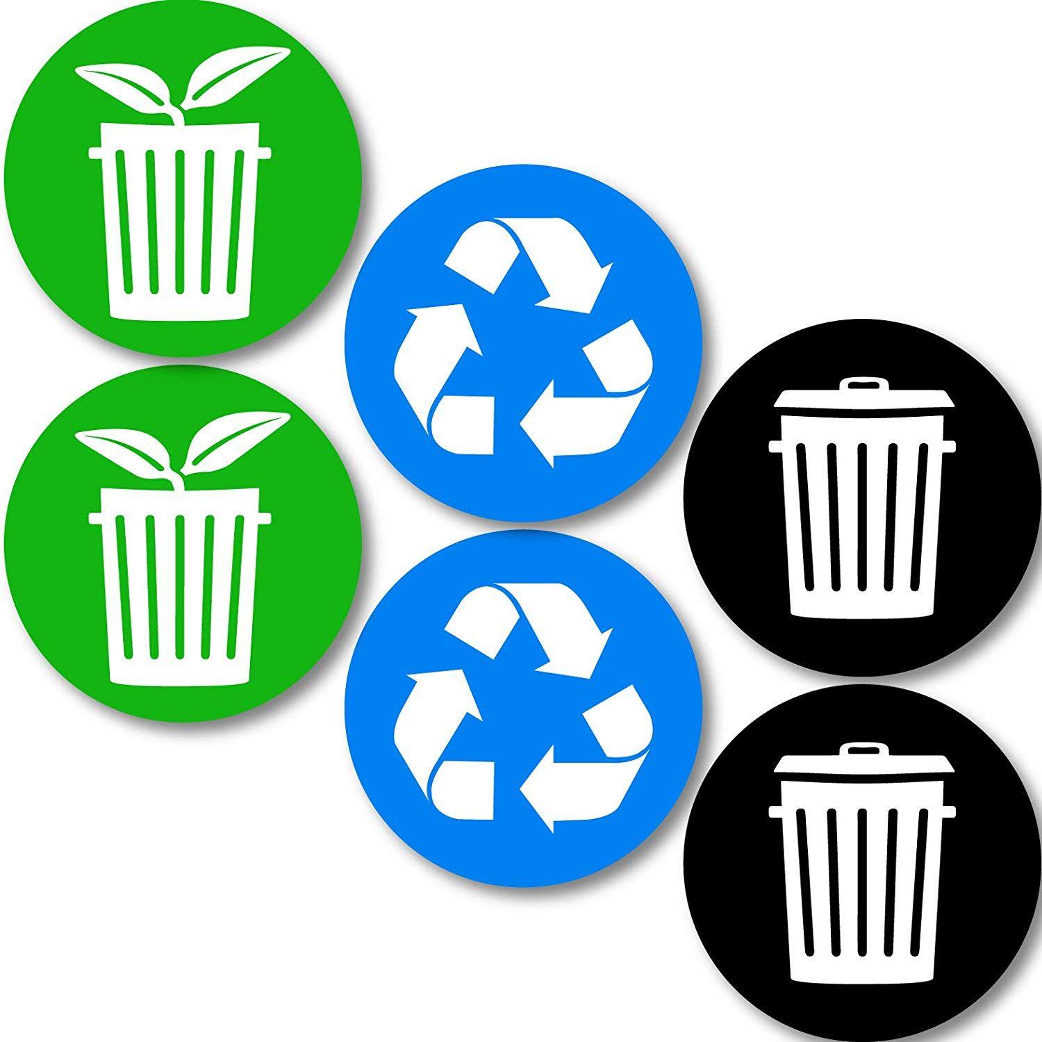 Trash Logo - Amazon.com: Recycle and Trash Logo Stickers (6 Pack) 6in x 6in ...