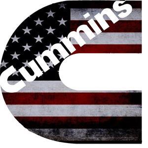 American Flag Cummins Logo - Tattered American Flag C – Glass Back Stickers