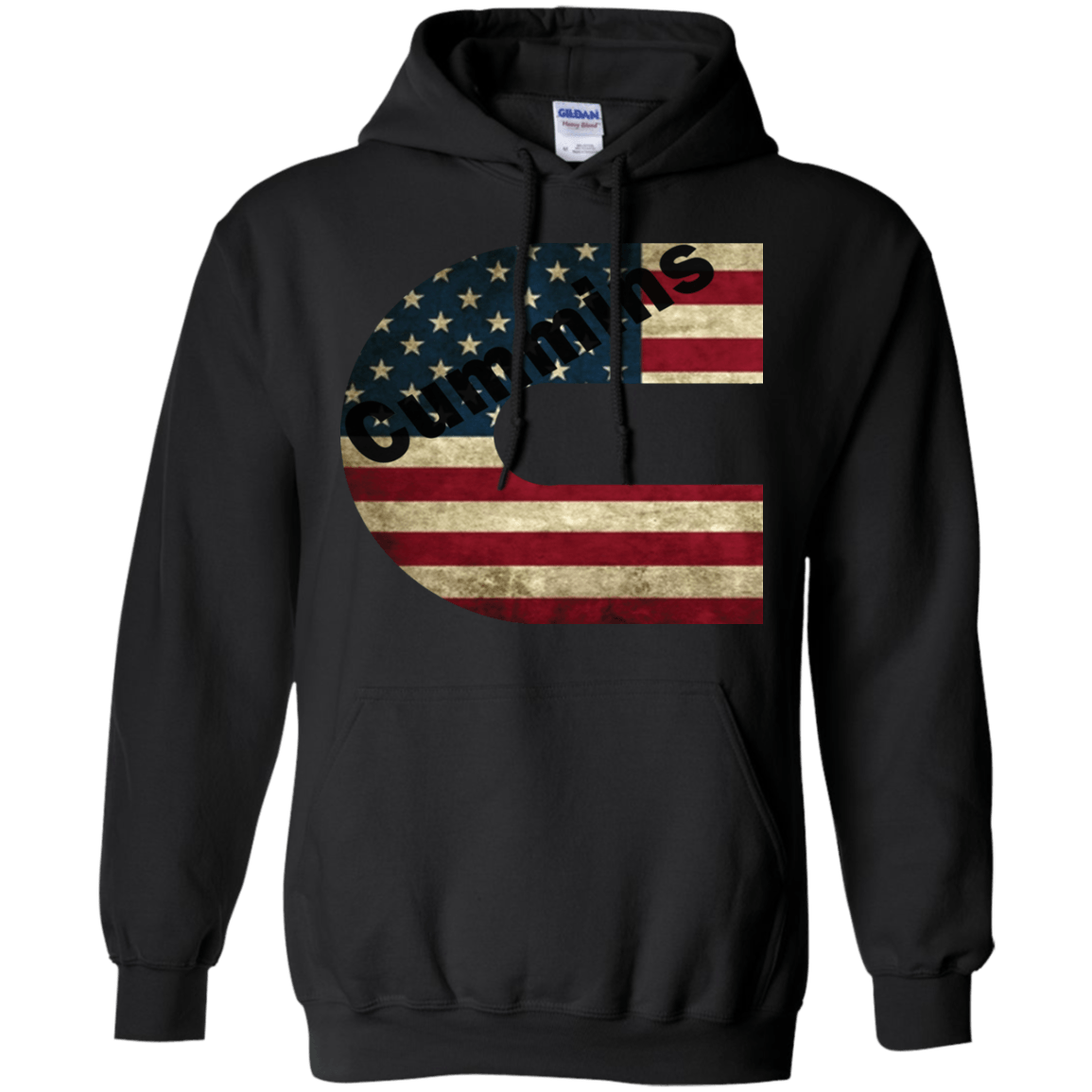 American Flag Cummins Logo - Cummins America Flag Pullover Hoodie 8 oz. Men - Alottee