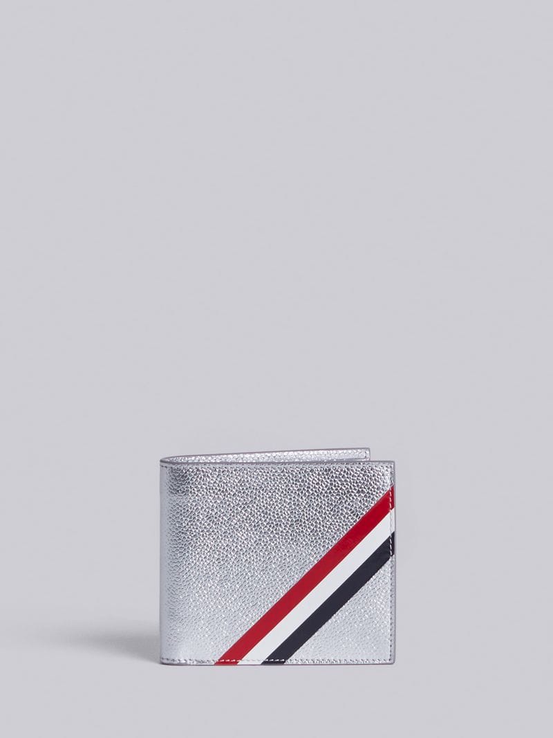 Red White Diagonal Rectangle Logo - Billfold With Red, White And Blue Diagonal Stripe In Silver Leather ...