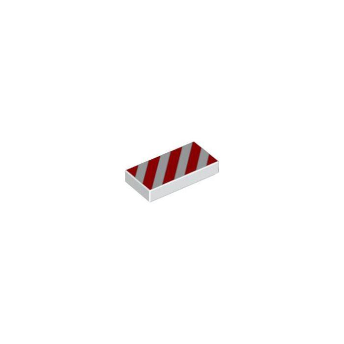 Red White Diagonal Rectangle Logo - LEGO White Tile 1 x 2 with Red & White Diagonal Stripes Decoration ...