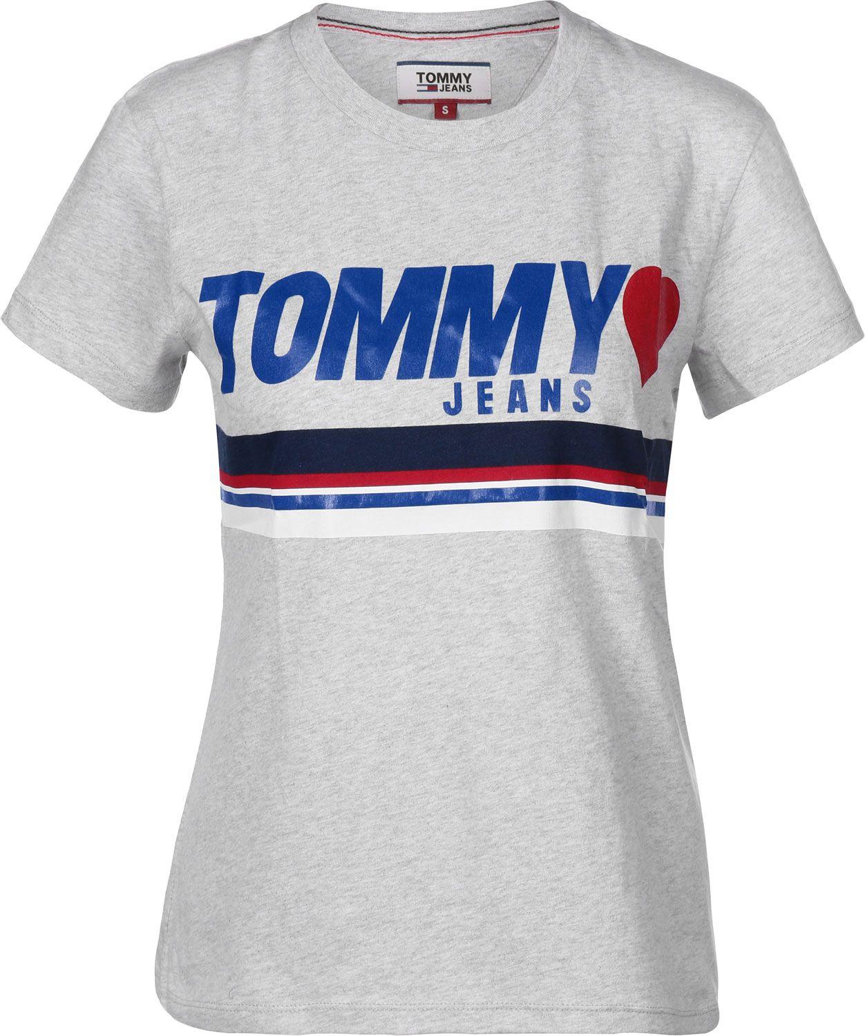 Blue Red W Logo - Tommy Jeans Foil Logo W T-shirt grey blue red basic UJ09265