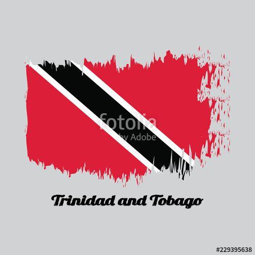 Red White Diagonal Rectangle Logo - Brush style color flag of Trinidad, A red field with a white-edged ...