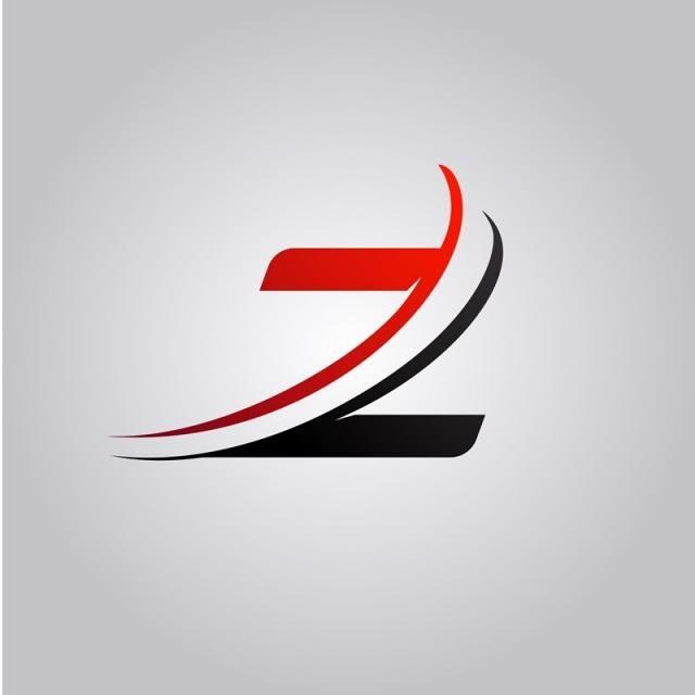Z Logo - initial Z Letter logo with swoosh colored red and black Template