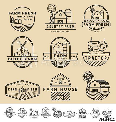 Modern Country Logo - Set of vintage and modern farm badge logo and labels design. Vector ...