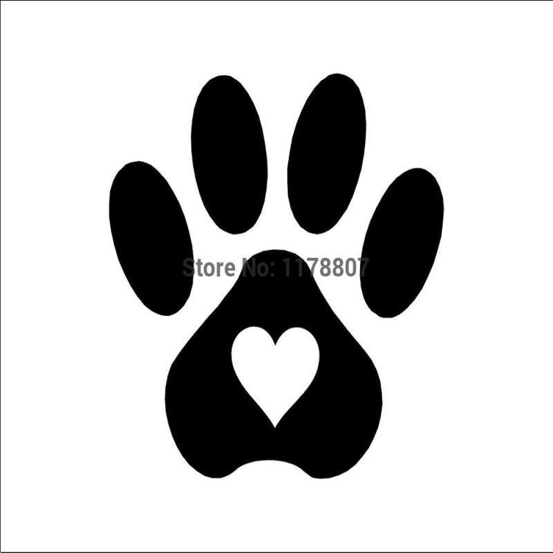 Puppy Paw Logo - HotMeiNi Wholesale Pet Paw Print With Heart Dog Cat Vinyl Decal Car