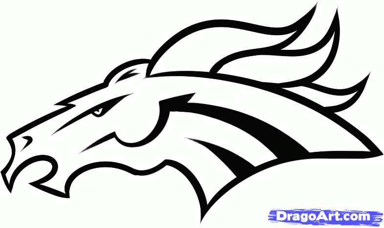Black and White Broncos Logo - Bronco Head Clipart