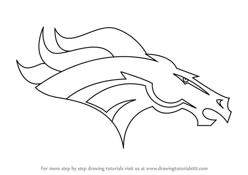 Black and White Broncos Logo - Learn How to Draw Denver Broncos Logo (NFL) Step by Step : Drawing ...