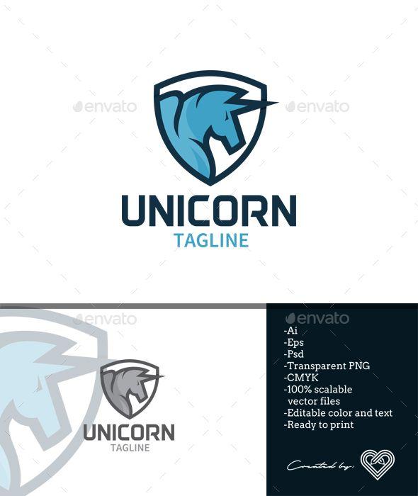 A F Inside Shield Logo - Unicorn is a sophisticated and modern logo template with an unicorn ...