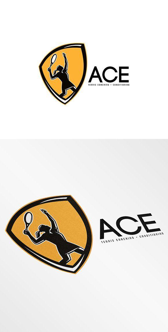 A F Inside Shield Logo - Ace Tennis Coaching Logo ~ Logo Templates ~ Creative Market