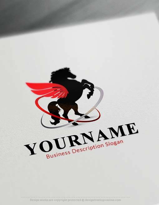 Red-winged Horse Logo - Online Logo Maker Free winged horse Logo Template