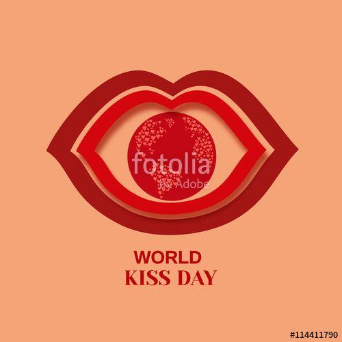 Kiss Mouth Logo - Red kissing lips. World kiss day symbol. Love concept. Mouth close