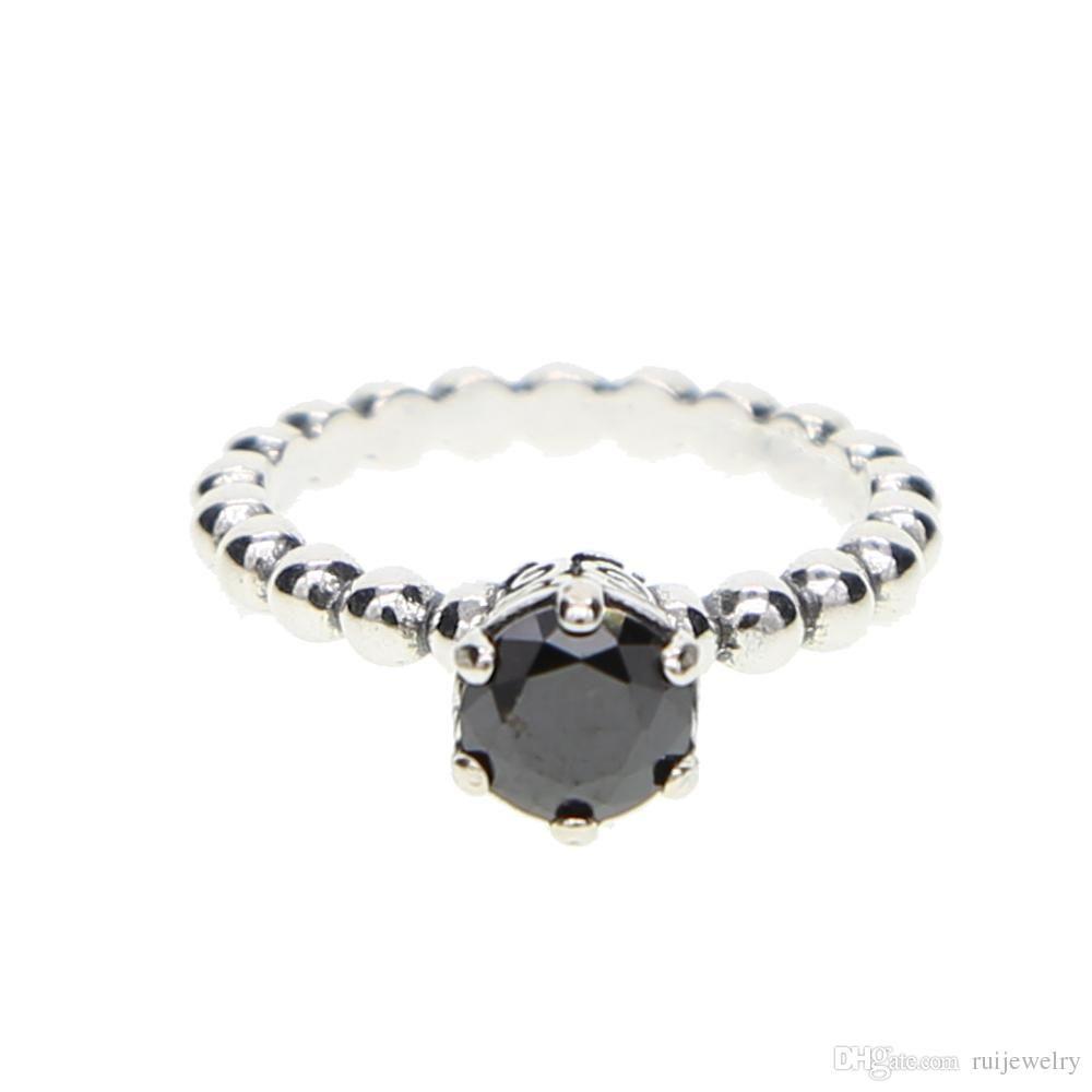 Silver Crown Logo - Fashion 925 Sterling Silver Crown Rings Pave Black CZ Finger Ring ...