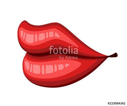 Kiss Mouth Logo - Red lips kiss. Flat style mouth and lips. Kiss sexy logo icon for ...