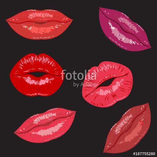 Kiss Mouth Logo - Set beauty fashion women's sexy lips,lipstick,love vector icon,logo ...