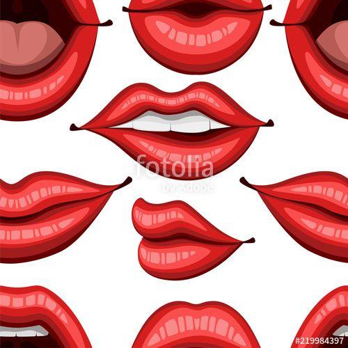 Kiss Mouth Logo - Seamless pattern. Red sexy lips illustration. Biting, smile and open ...