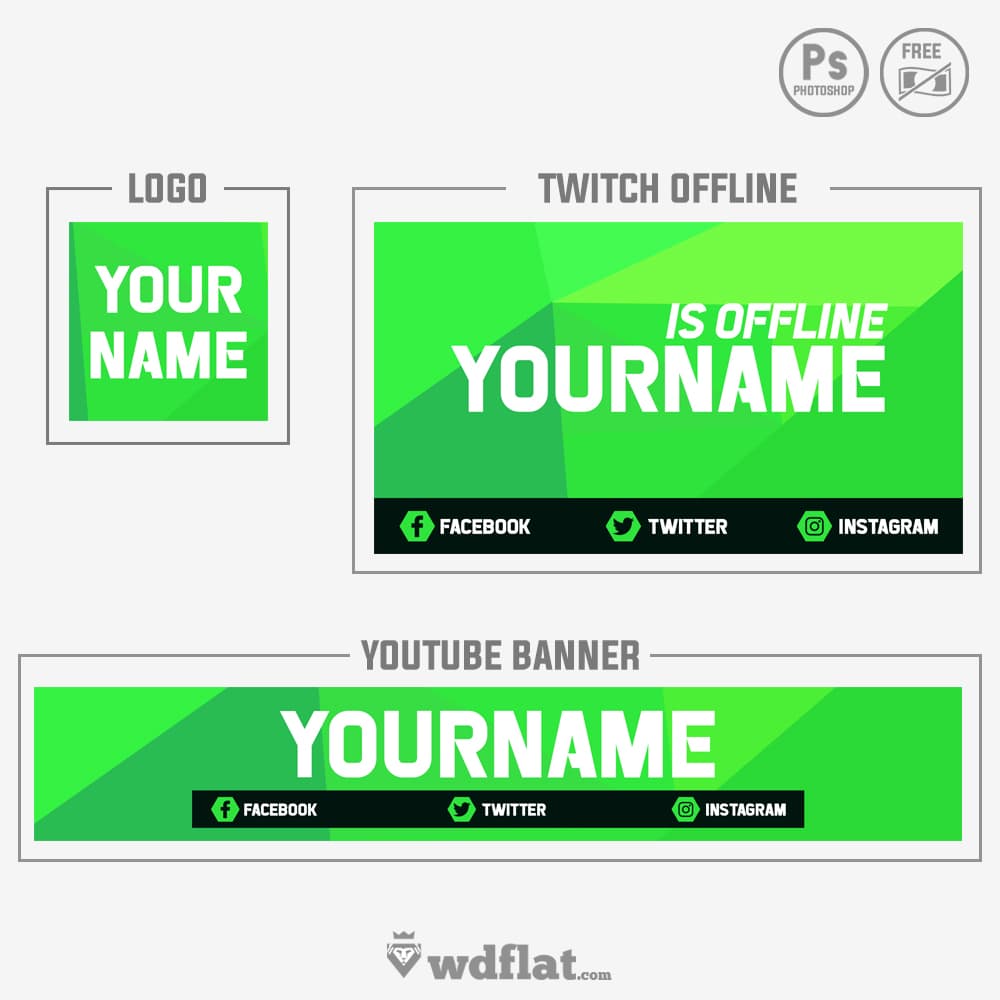 Green Banner Logo - Green Corners. Twitch and Youtube Templates