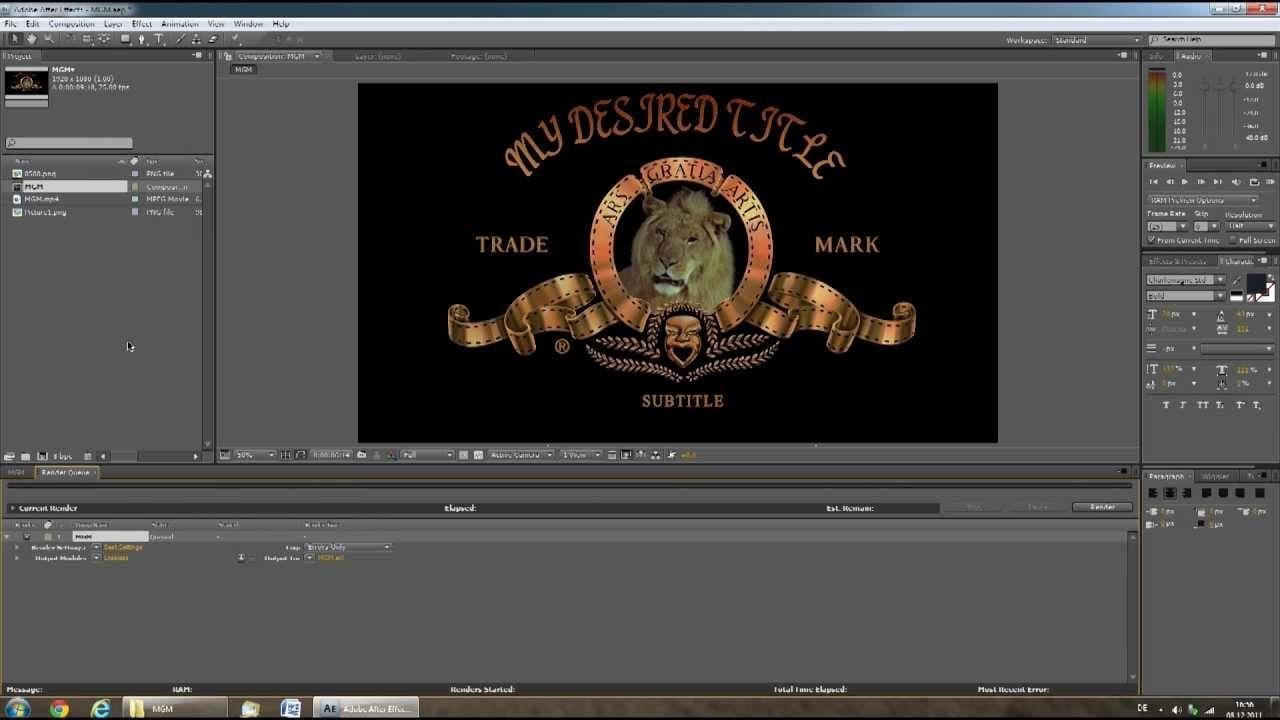 Metro Goldwyn Mayer Logo - TUTORIAL: MGM Intro HD