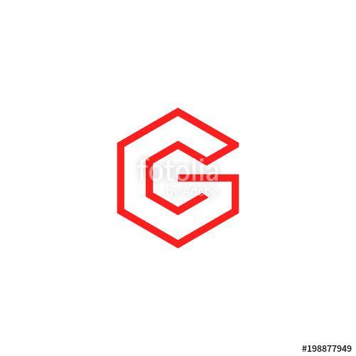Red Hexagon G Logo - G letter logo, Hexagon line concept template.