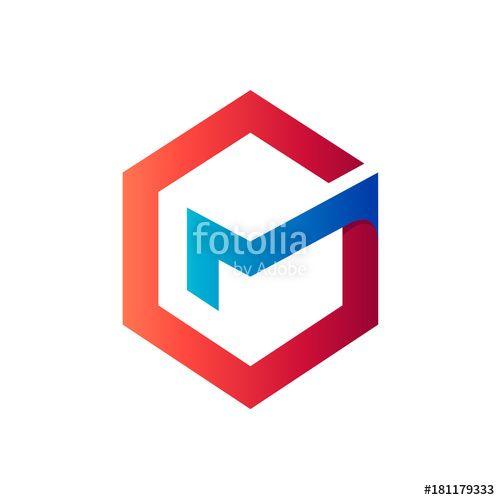 Red Hexagon G Logo - Letter G + Letter M In Hexagon Stock Image And Royalty Free Vector