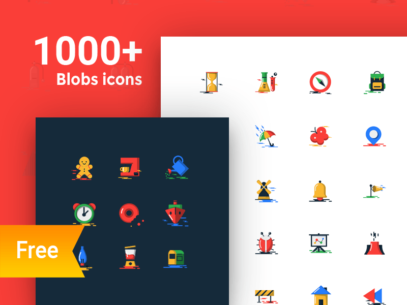Red and Blue Blobs Logo - Free blobs flat icons with two styles by Baianat. Dribbble